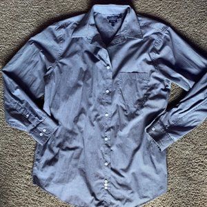 Croft&Borrow blue quad stitch button up long sleeve